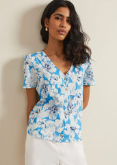 Lorenna Floral Print Top - Blue