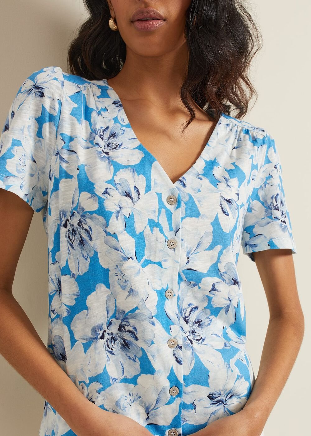 Lorenna Floral Print Top - Blue