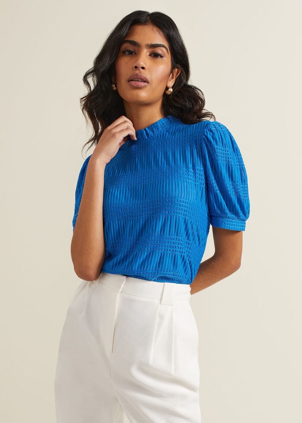 Samiha Textured Top - Blue