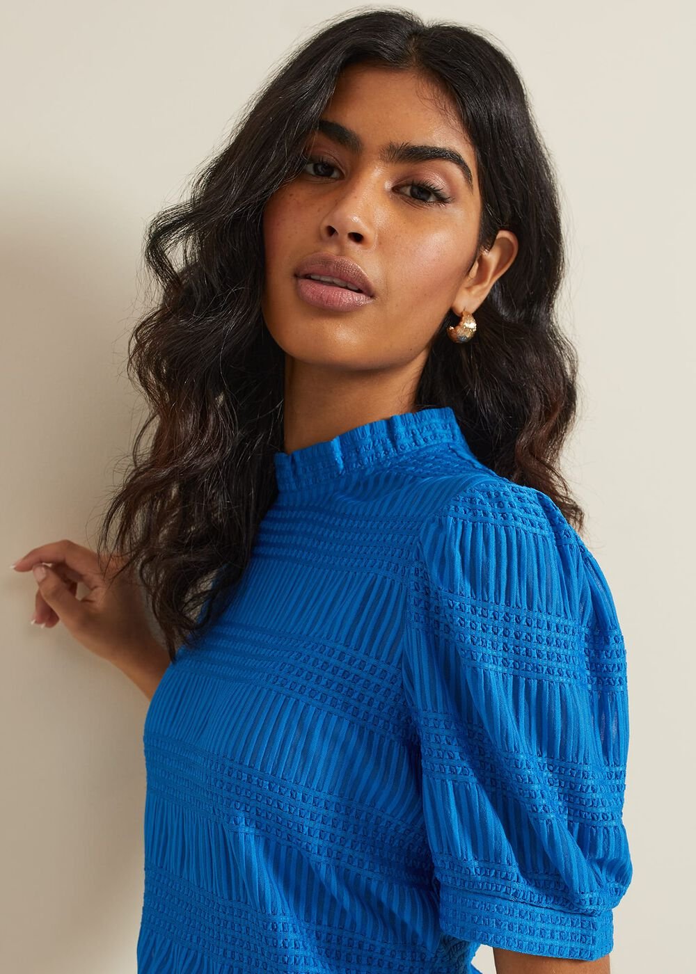 Samiha Textured Top - Blue