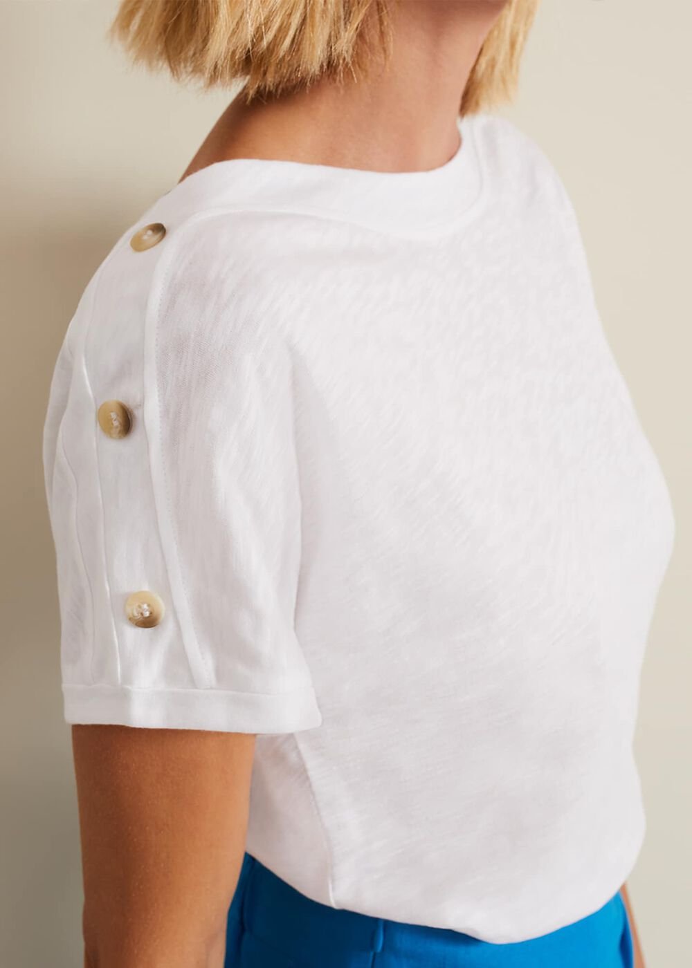 Suzie Button Detail Top - White