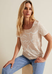 Nia Linear Print Top - Neutral