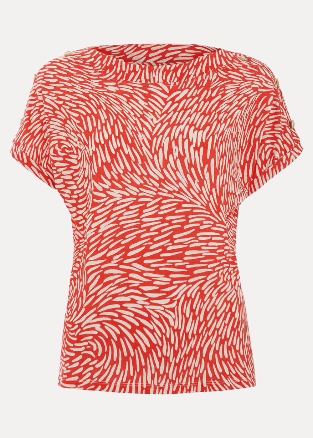 Suzie Button Detail Printed Top - Red