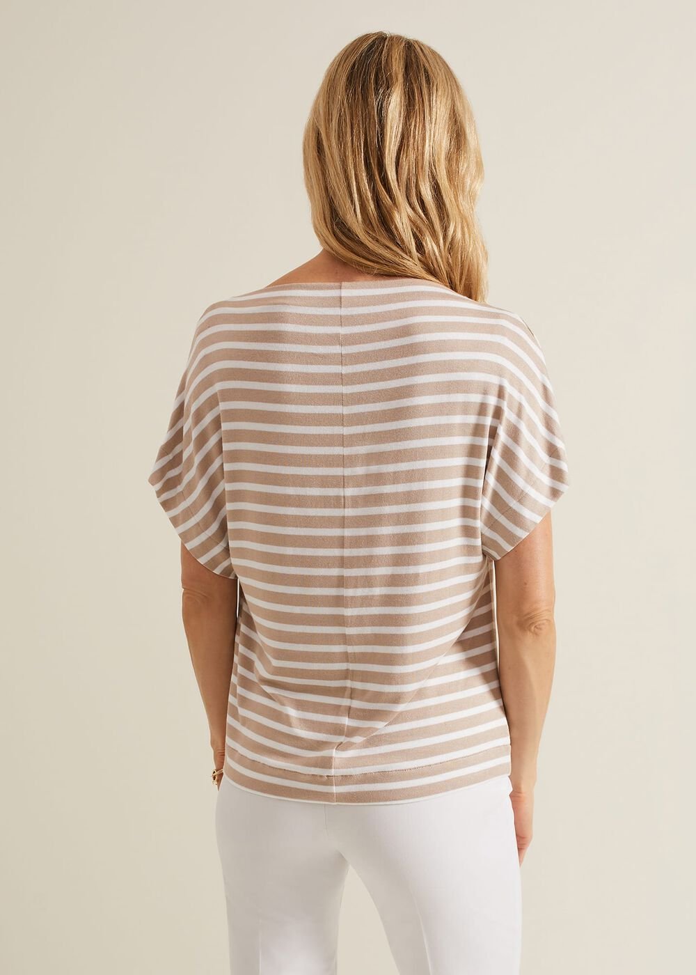 Carina Stripe Cowl Neck Top - Neutral