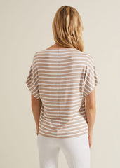 Carina Stripe Cowl Neck Top - Neutral