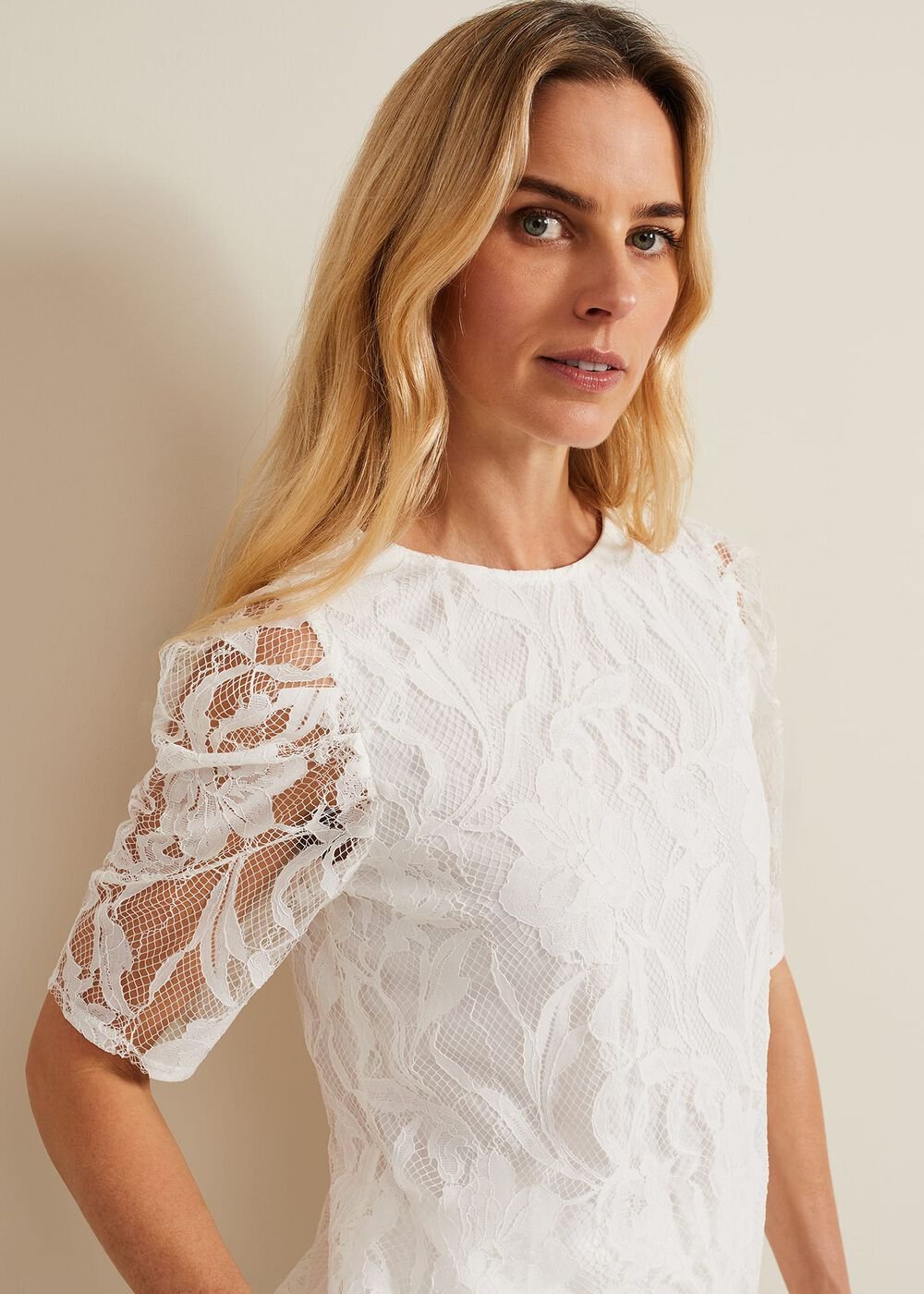 Kaycee Scallop Lace Top - Ivory