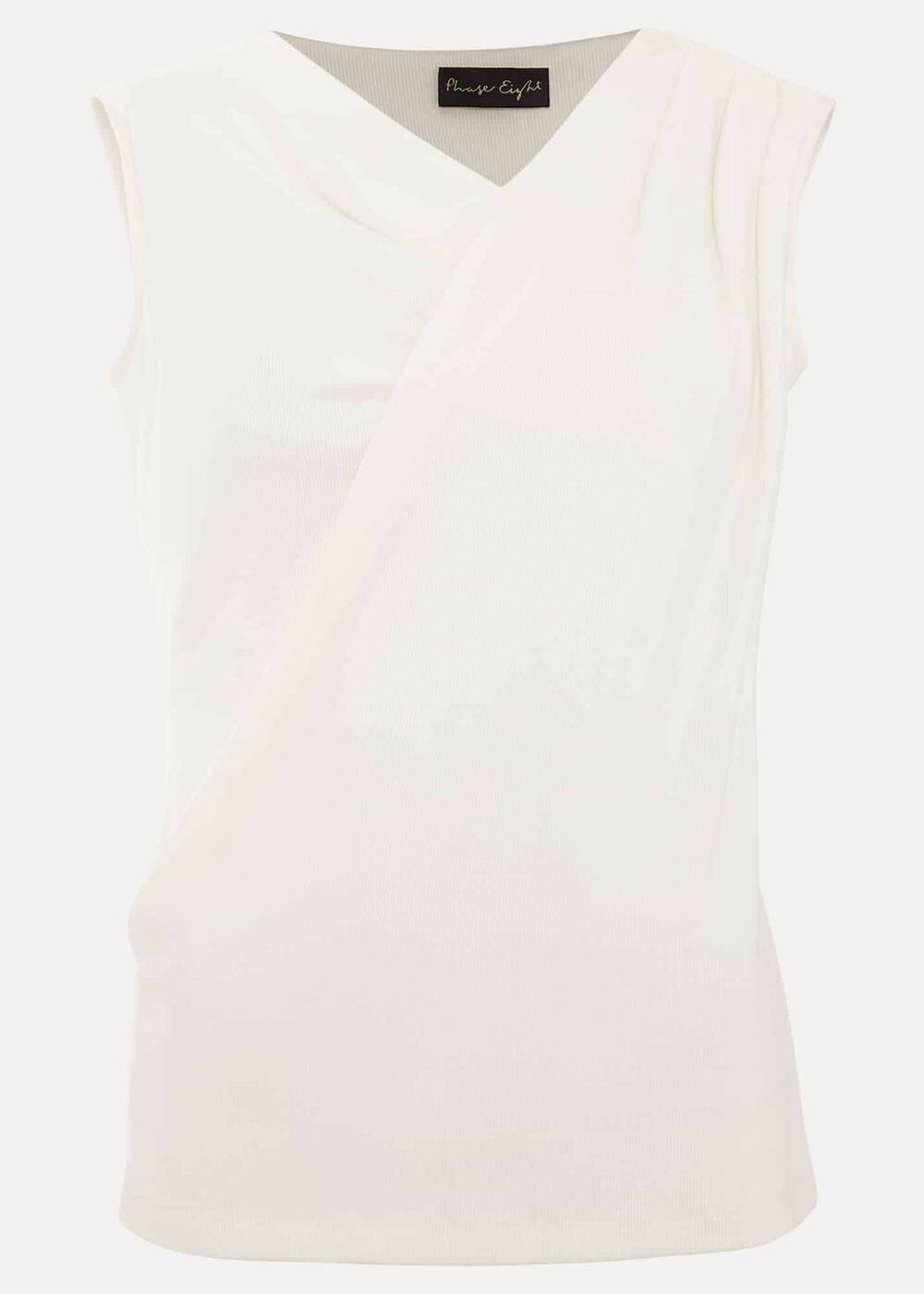 Sutton Sleeveless Drape Rib Top - Ivory