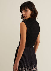 Haylee Sleeveless Texture Top - Black