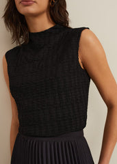Haylee Sleeveless Texture Top - Black