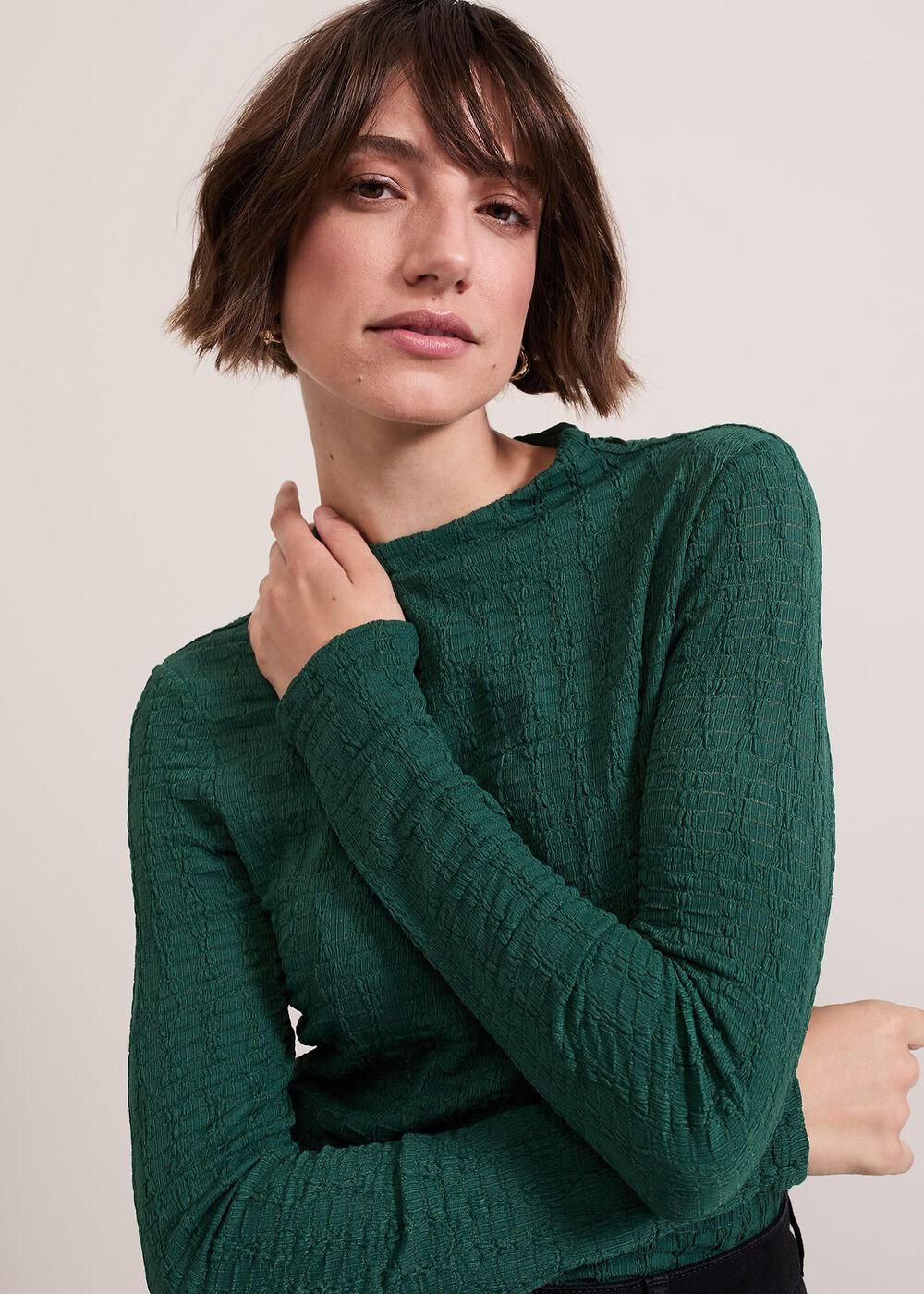 Haylee Sleeveless Texture Top - Green