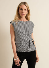 Halsey Houndstooth Jacquard Top - Black/Ivory