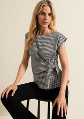 Halsey Houndstooth Jacquard Top - Black/Ivory