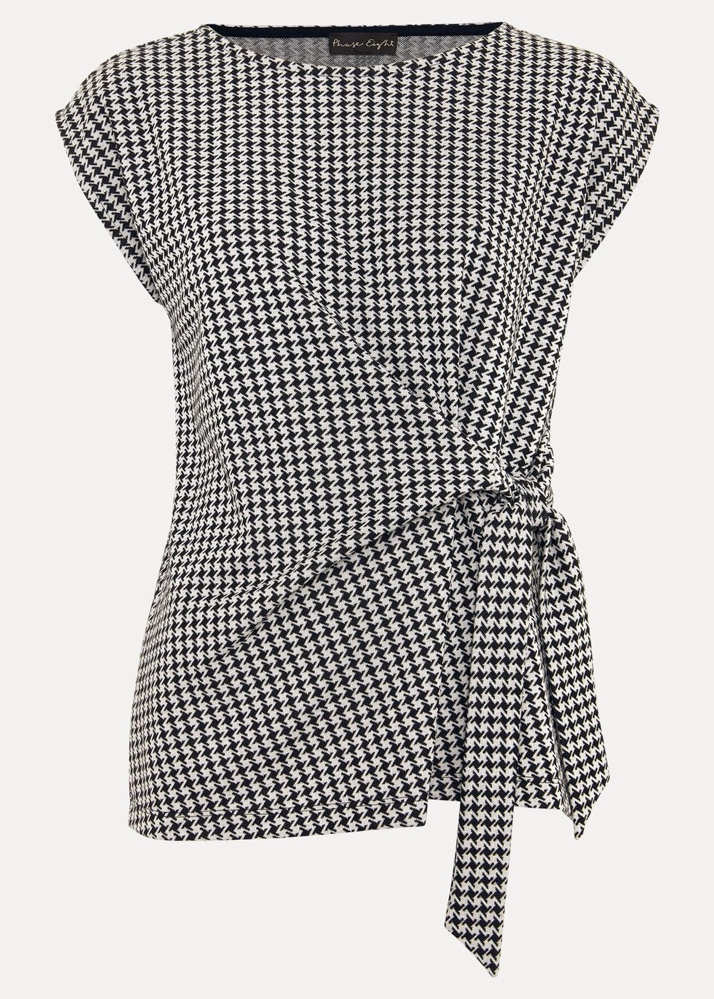 Halsey Houndstooth Jacquard Top - Black/Ivory