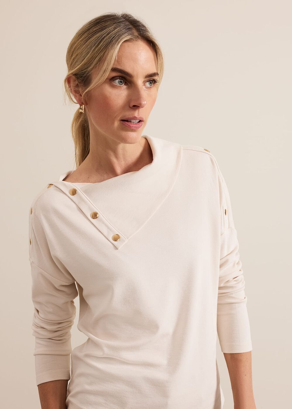 Brienna Button Detail Top - Cream