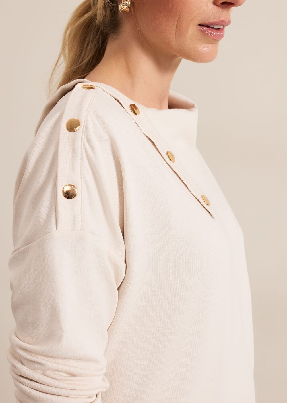 Brienna Button Detail Top - Cream