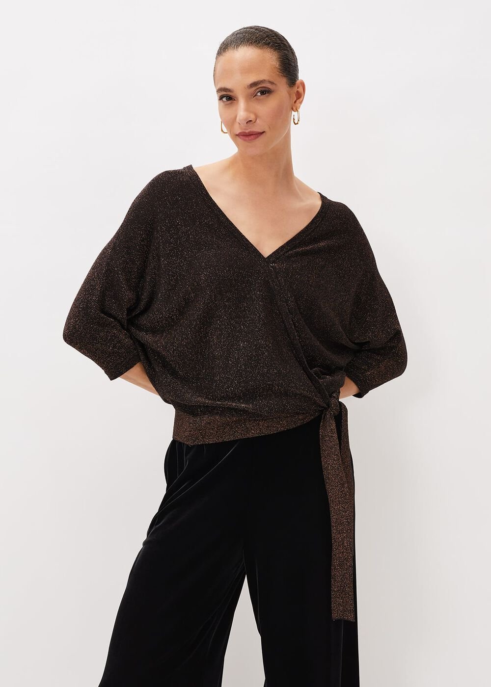 Harper Wrap Knit Top - Bronze