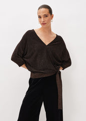 Harper Wrap Knit Top - Bronze