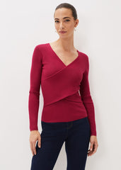 Lelyah Wrap Fine Knit Jumper - Raspberry