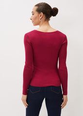 Lelyah Wrap Fine Knit Jumper - Raspberry