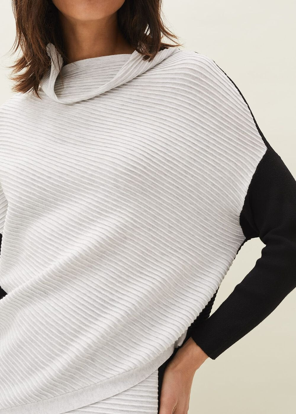 Flo Colourblock Knitted Co-Ord Jumper - Black/Grey