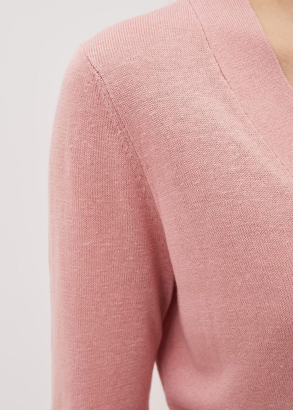 Camille Linen Longline Cardigan - Pale Pink