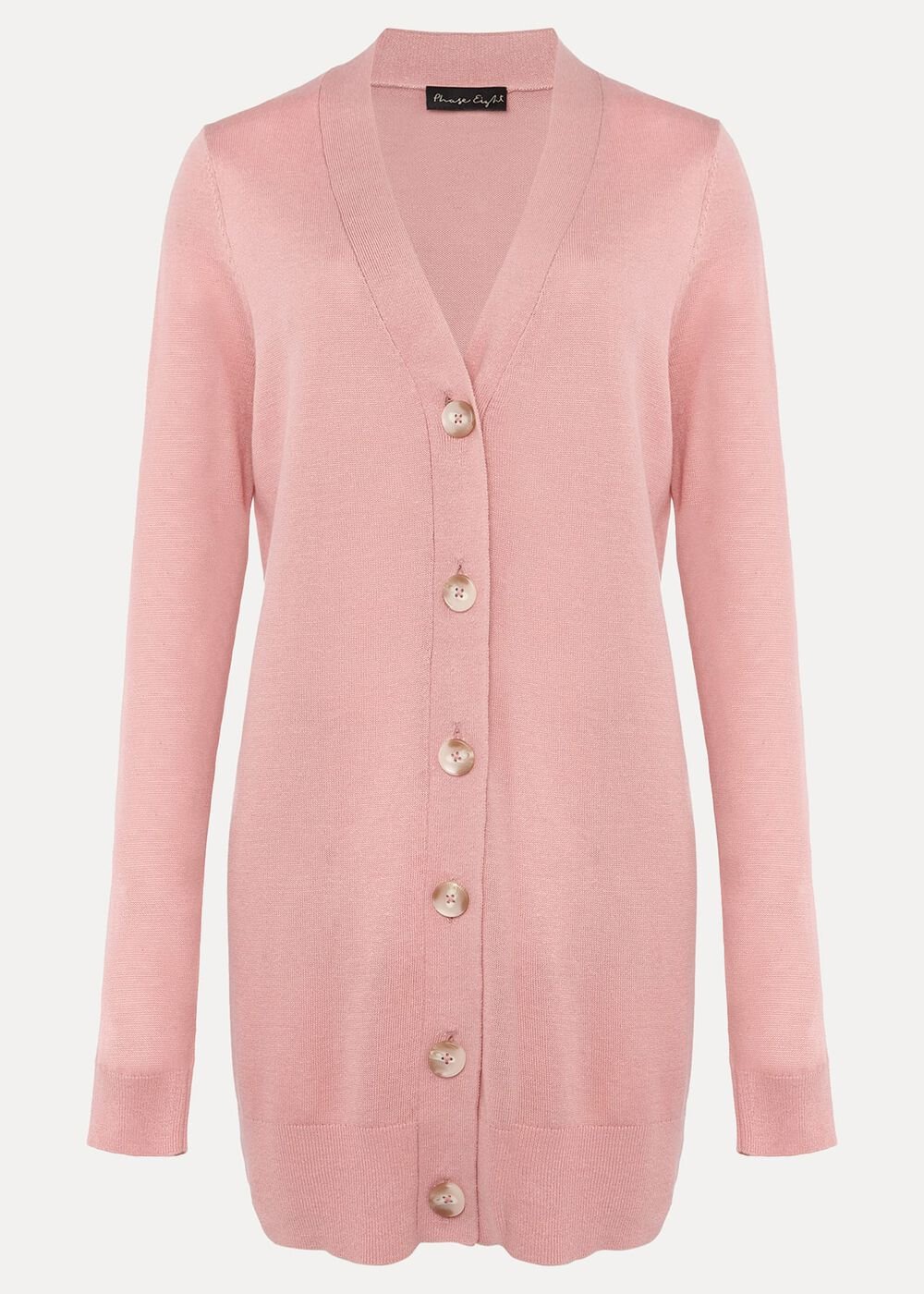 Camille Linen Longline Cardigan - Pale Pink