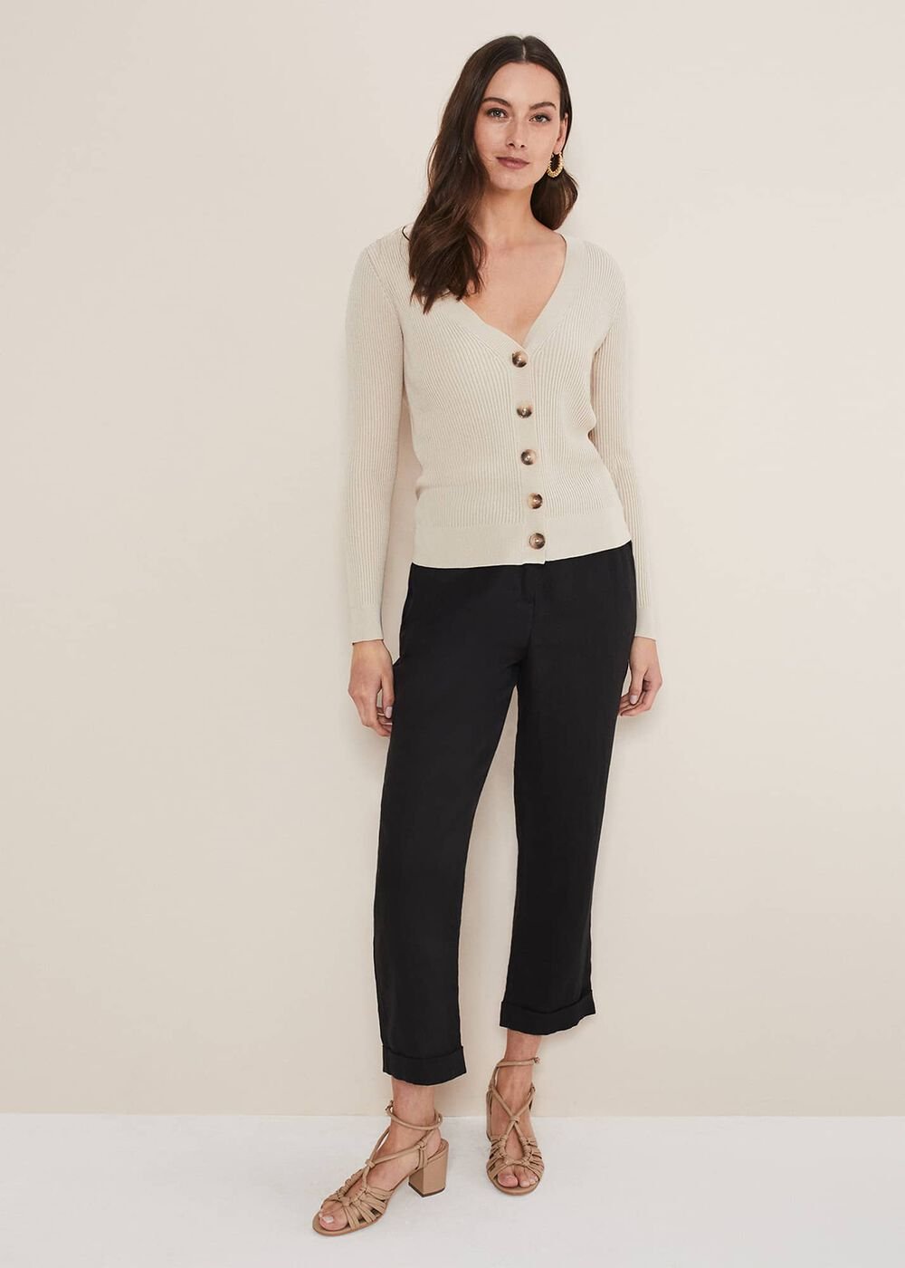 Caryl Ribbed Cardigan - Stone