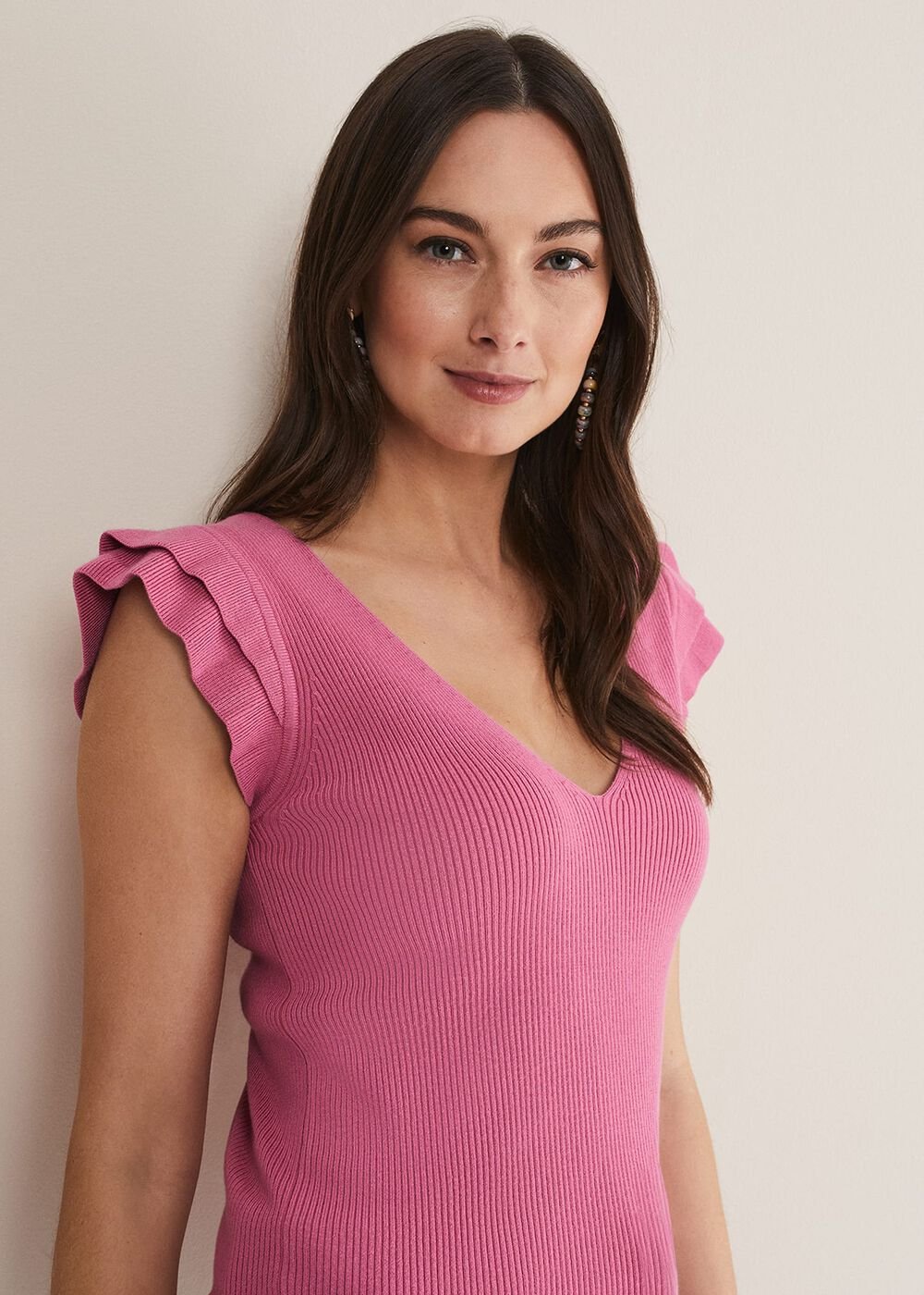 Flory Frill Sleeve Vest - Pink