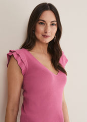 Flory Frill Sleeve Vest - Pink