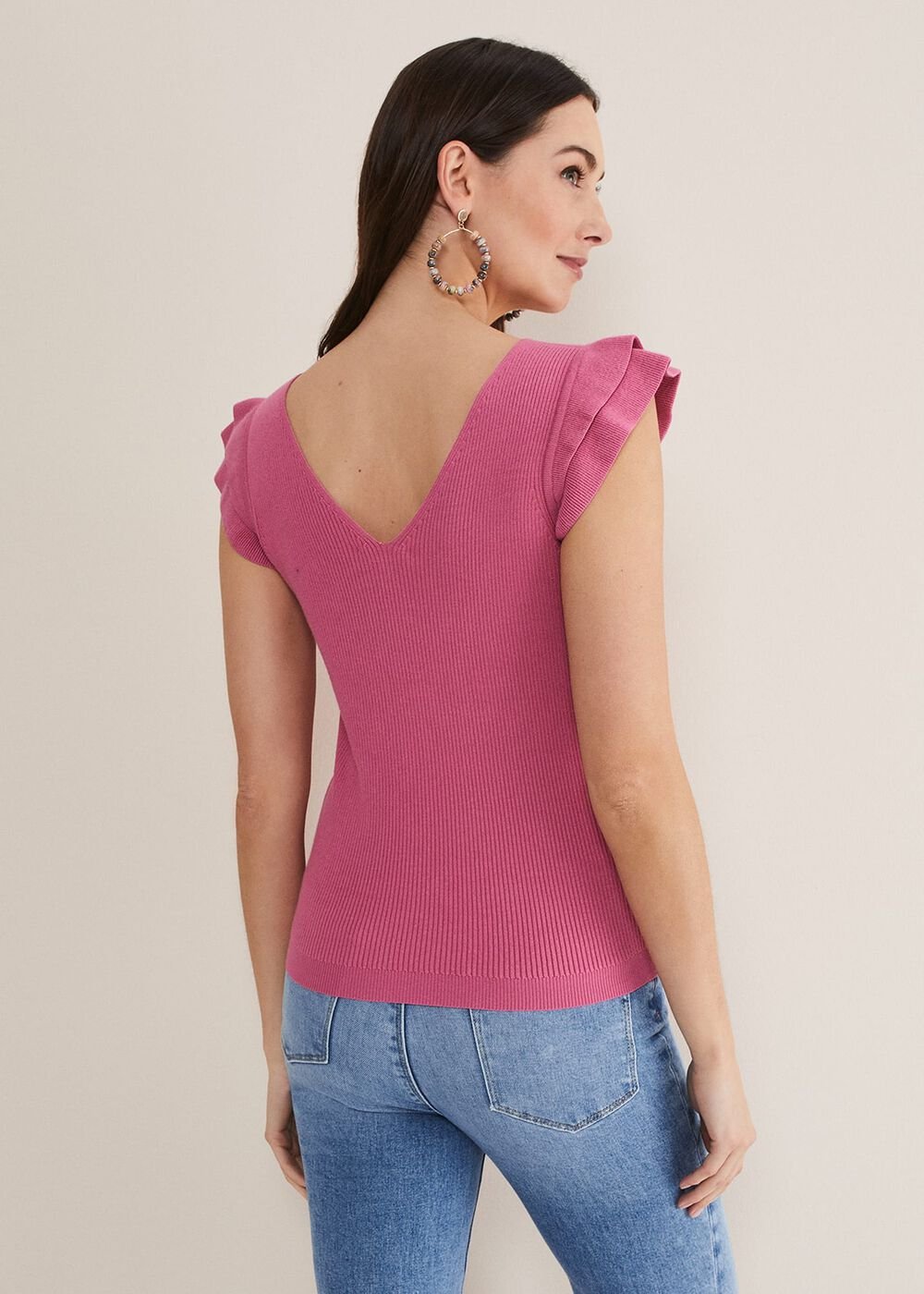 Flory Frill Sleeve Vest - Pink