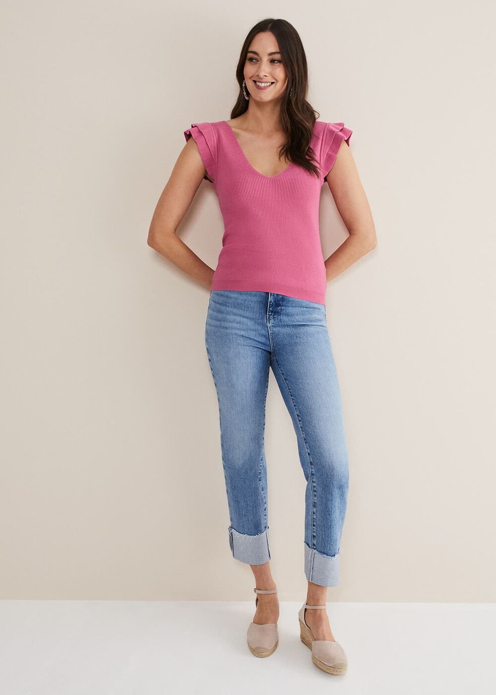Flory Frill Sleeve Vest - Pink