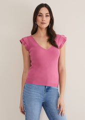 Flory Frill Sleeve Vest - Pink