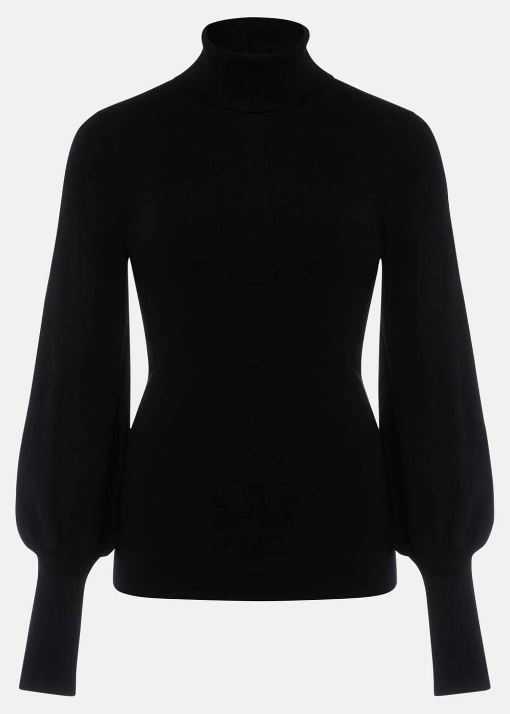Gwyneth Balloon Sleeve Fine Knit Jumper - Black