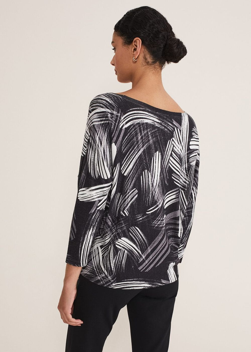 Adara Linear Zip Neck Print Jumper - Black/Multi