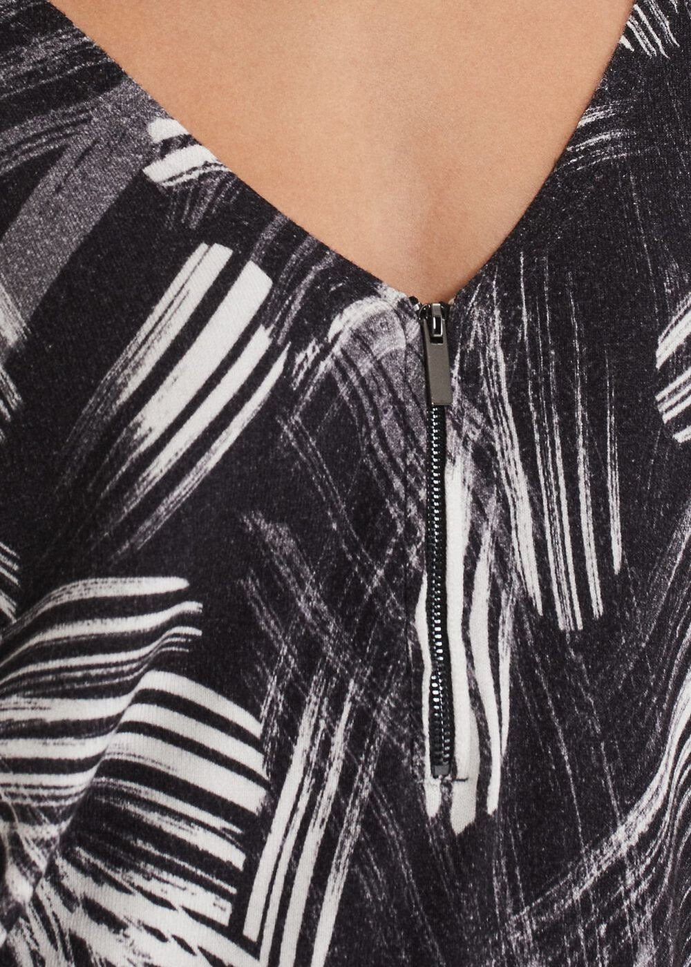 Adara Linear Zip Neck Print Jumper - Black/Multi