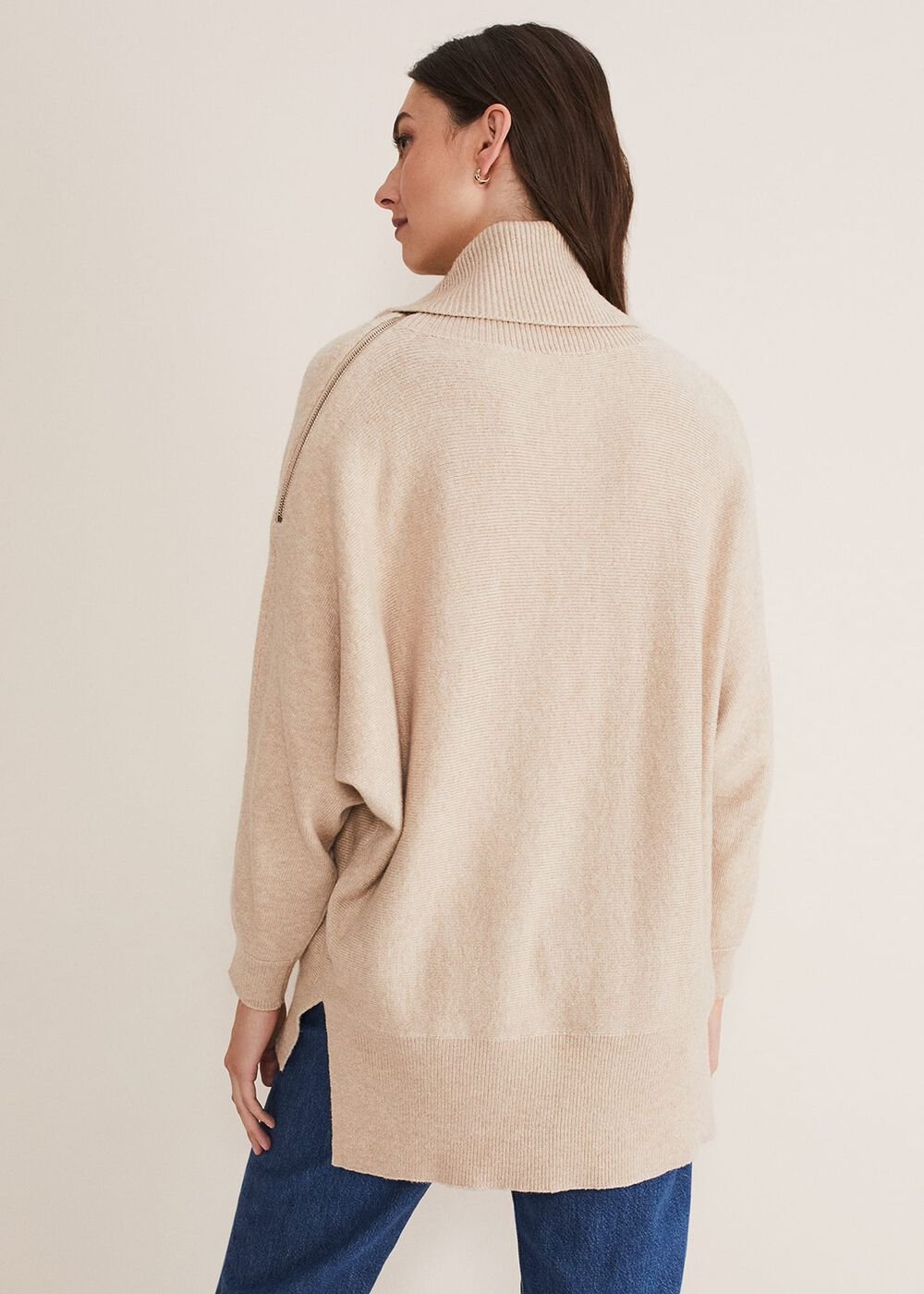 Nola Zip Neck Chunky Relaxed Knit - Oatmeal