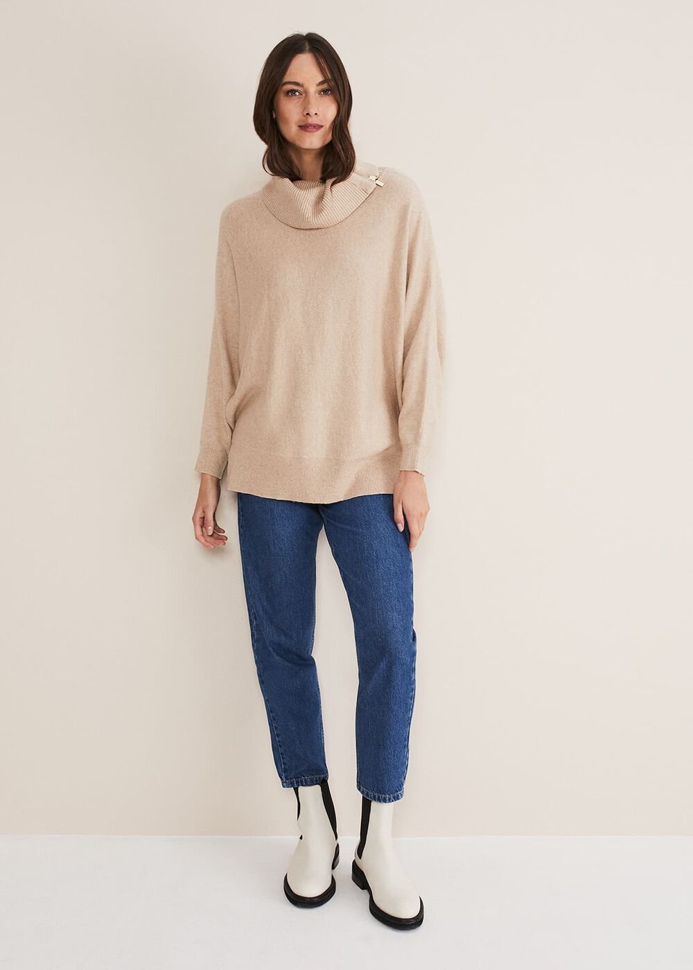 Nola Zip Neck Chunky Relaxed Knit - Oatmeal