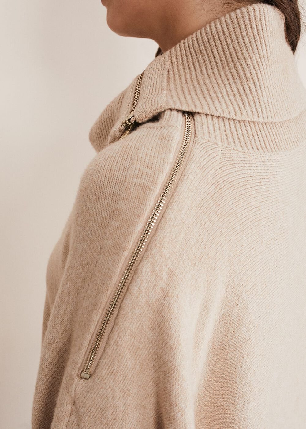Nola Zip Neck Chunky Relaxed Knit - Oatmeal