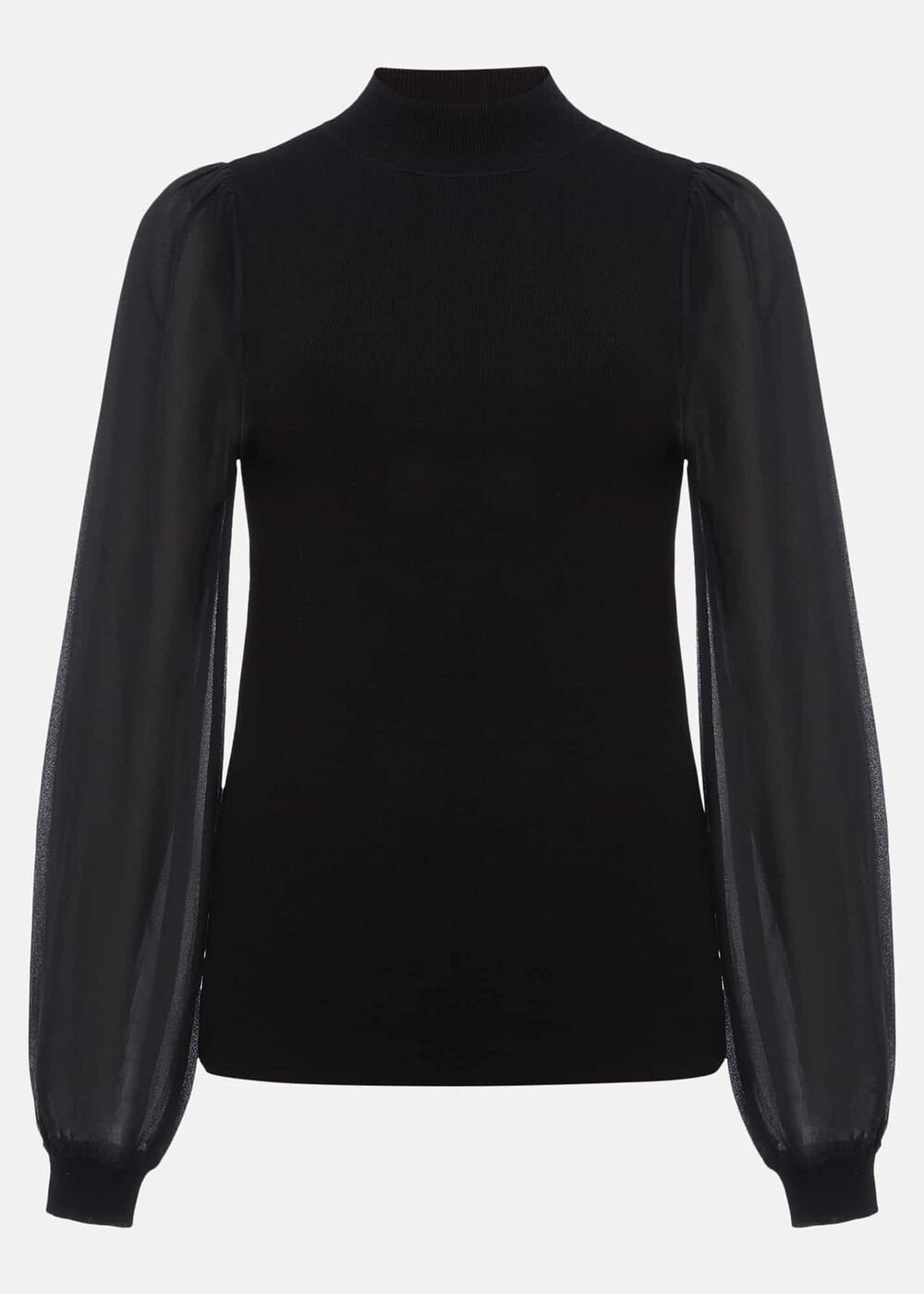 Eliza Chiffon Sleeve Knit - Black