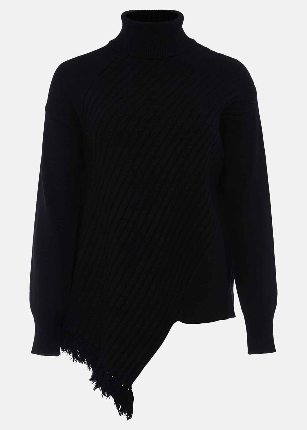 Darcy Cosy Asymmetric Fringe Knit - Black