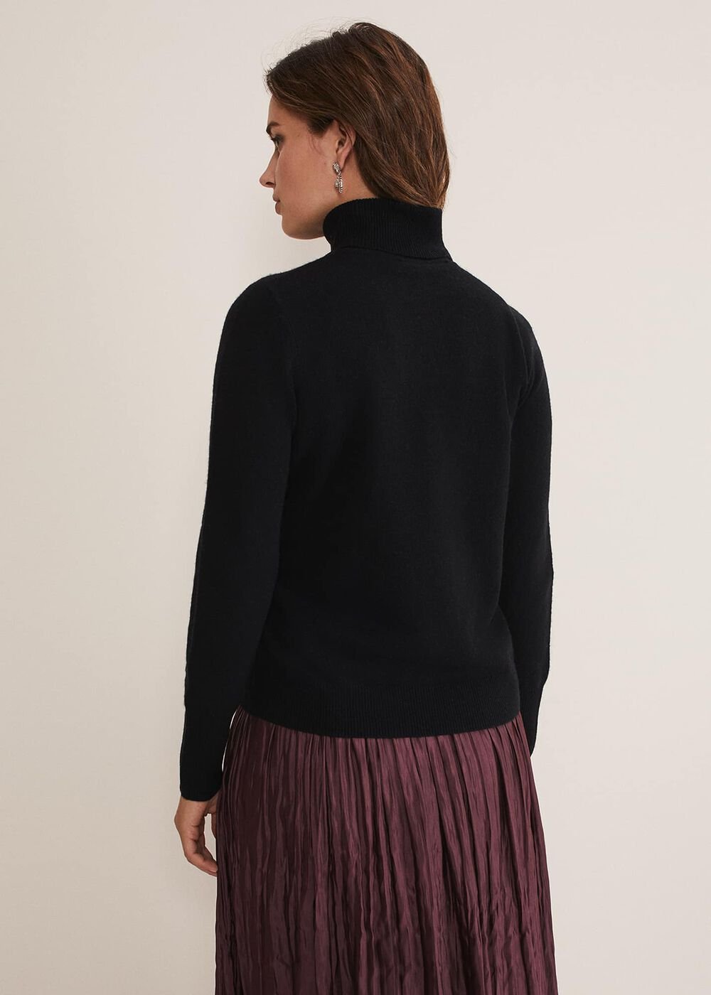 Cressida Wool Cashmere Roll Neck - Black