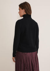 Cressida Wool Cashmere Roll Neck - Black