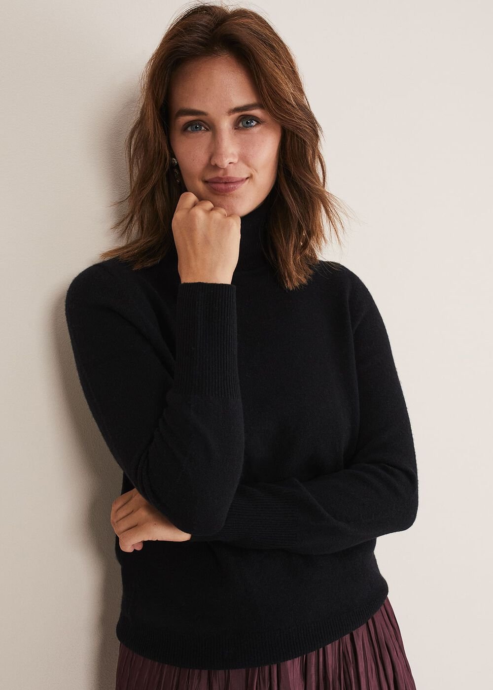 Cressida Wool Cashmere Roll Neck - Black