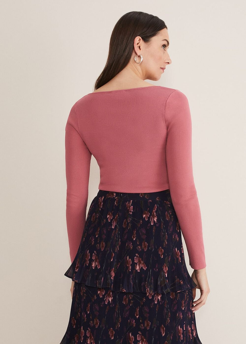 Azura Sweetheart Neck Knit Top - Rose