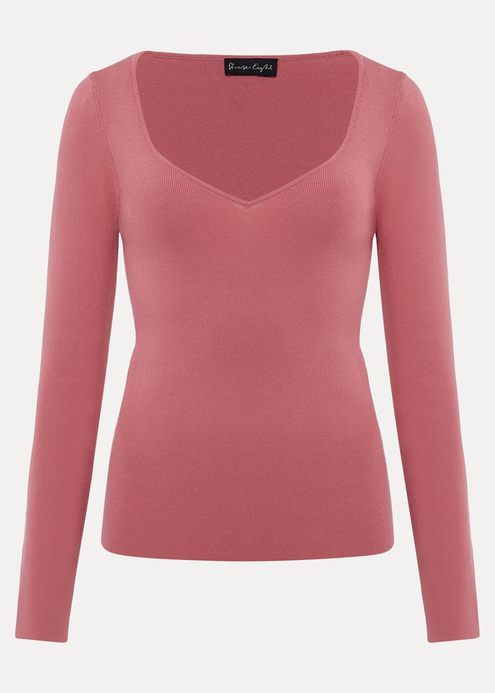 Azura Sweetheart Neck Knit Top - Rose