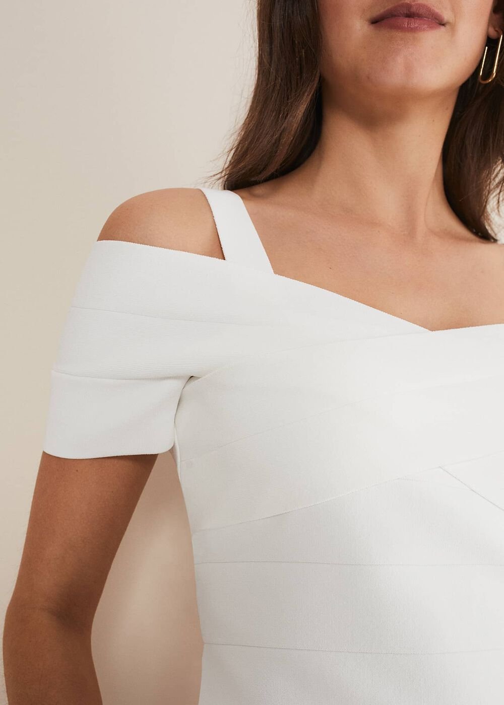 Jasmine Bardot Knitted Bandage Top - Ivory