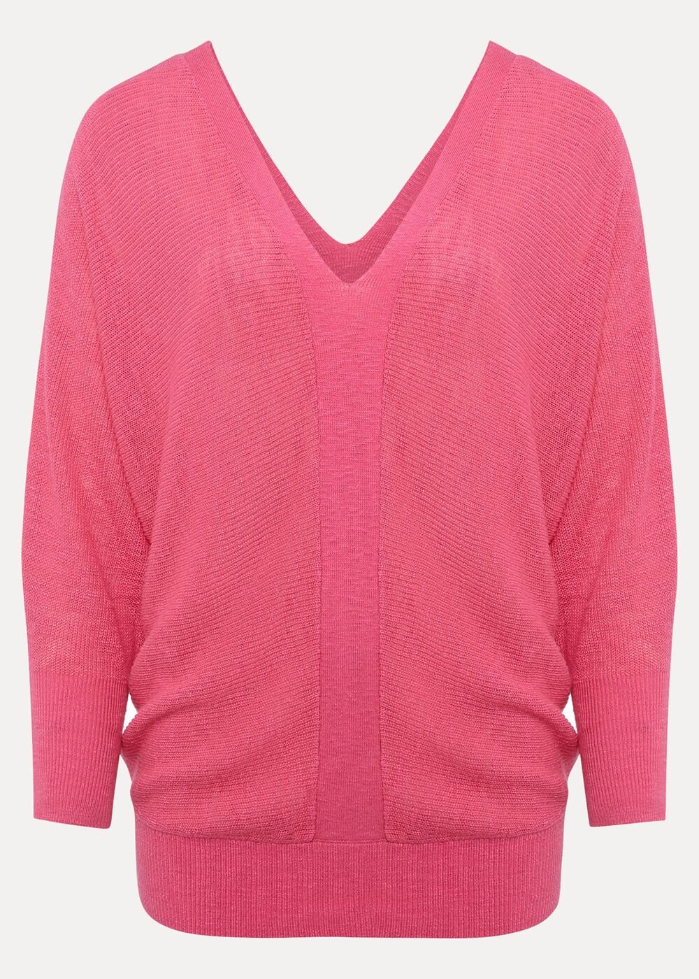 Tia V Neck Linen Knit - Pink