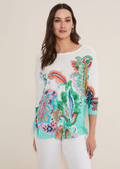 Azalia Paisley Print Knit - Multi-Coloured