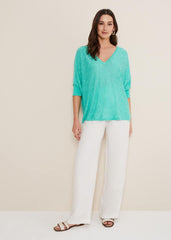 Larisa V Neck Knit - Aqua