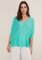Larisa V Neck Knit - Aqua